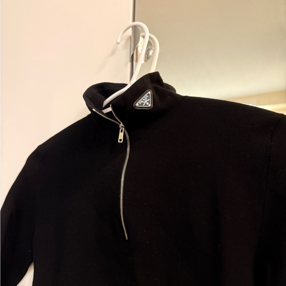 Authentic Prada Zip-Up Black Sweater